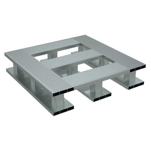 Aluminum Half Pallet Skid, 24 in L, 24 in W, 5.0625 H